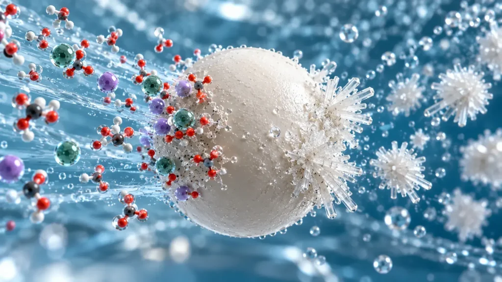 FILTERSORB SP3 nucleation assisted crystallization showing calcium carbonate crystal formation on filter media